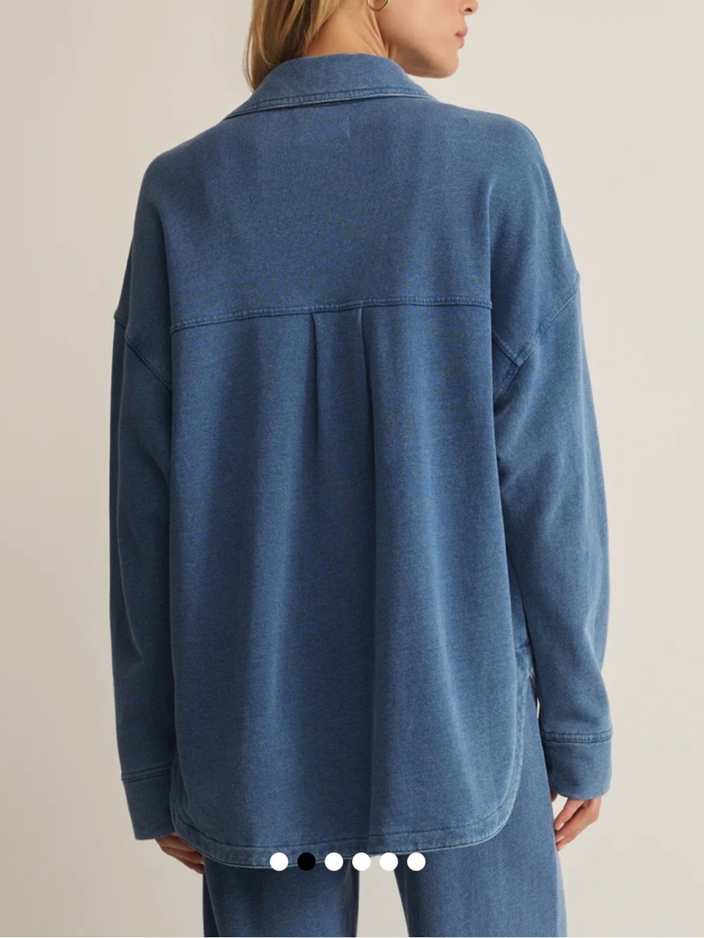 Z Supply Washed Blue Button-Down Oversized Shirt - Picture 4 of 8